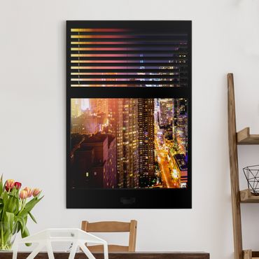 Print on canvas - Window View Blinds - Manhattan at night