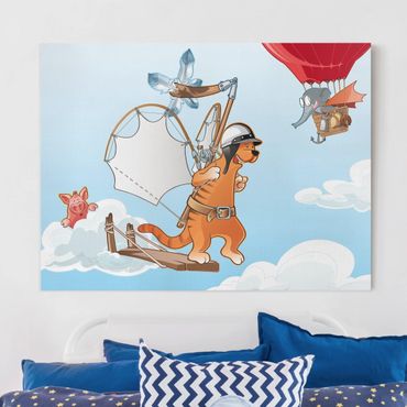 Print on canvas - Flying Farm Cat Out And About