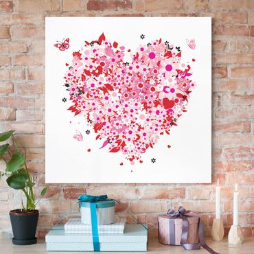 Print on canvas - Floral Retro Heart