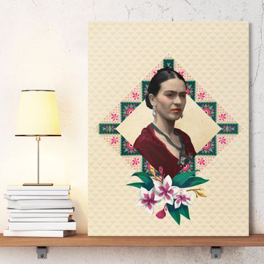 Print on canvas - Frida Kahlo - Flowers And Geometry