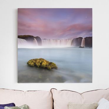 Print on canvas - Goðafoss And The Moon