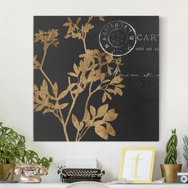 Print on canvas - Golden Leaves On Mocha I