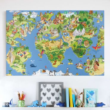 Print on canvas - Great and funny world map