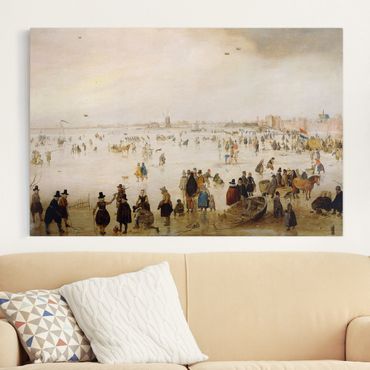 Print on canvas - Hendrick Avercamp - Skaters and Golf Players on frozen Floodwaters