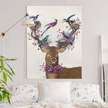 Print on canvas - Stag With Pigeons