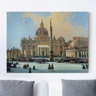 Print on canvas - Ippolito Caffi - Pope Blessing In St. Peter'S Square In Rome