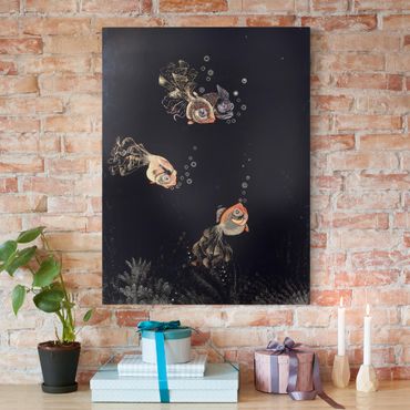 Print on canvas - Jean Dunand - Underwater Scene with red and golden Fish, Bubbles
