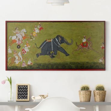 Print on canvas - Maharaja Jagat Singh Pursues A Fleeing Elephant