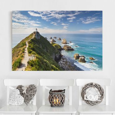 Print on canvas - Nugget Point Lighthouse And Sea New Zealand
