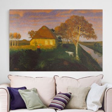 Print on canvas - Otto Modersohn - Moor Cottage in the Evening Sun