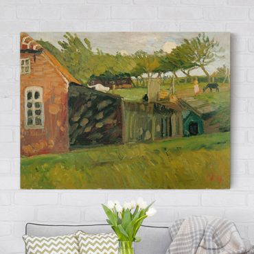 Print on canvas - Otto Modersohn - Red House With Stables