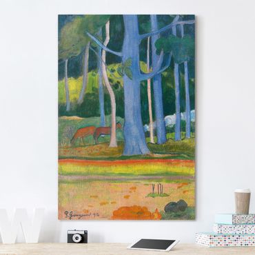 Print on canvas - Paul Gauguin - Landscape with blue Tree Trunks