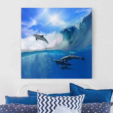 Print on canvas - Playing Dolphins