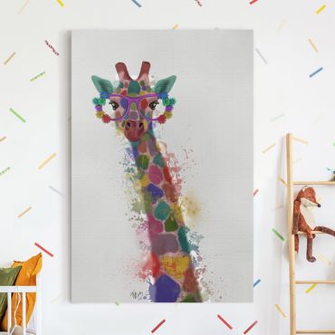 Print on canvas - Rainbow Splash Giraffe