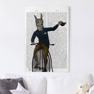 Print on canvas - Animal Reading - Lama On Bike