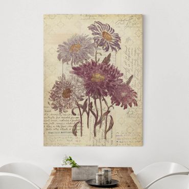 Print on canvas - Vintage Flowers With Handwriting