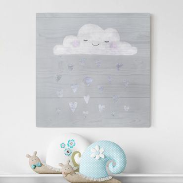 Print on canvas - Cloud With Silver Hearts