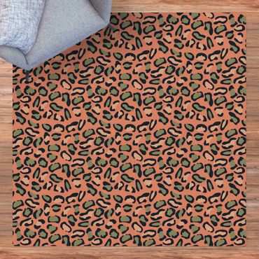 Cork mat - Leopard Pattern In Pastel Pink And Blue - Square 1:1