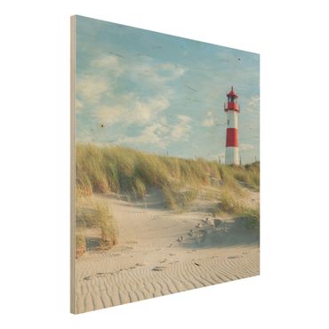 Wood print - Lighthouse At The North Sea