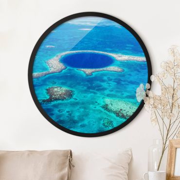 Circular framed print - Lighthouse Reef Of Belize
