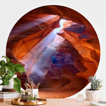 Self-adhesive round wallpaper - Play Of Light In Antelope Canyon