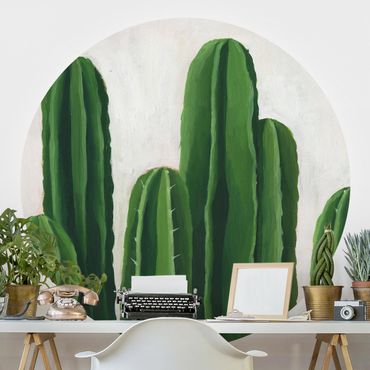 Self-adhesive round wallpaper kitchen - Favorite Plants - Cactus