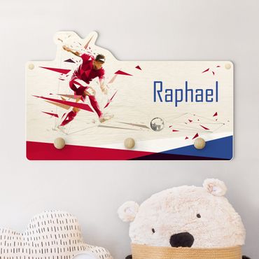 Coat rack for children - Favourite Club Fire Red With Customised Name