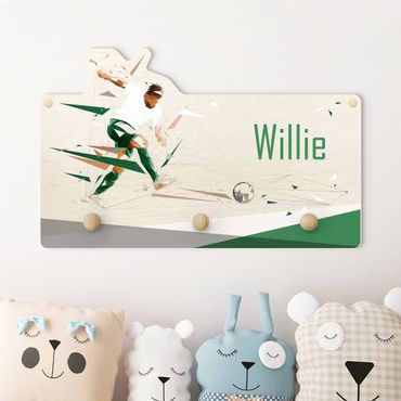 Coat rack for children - Favourite Club White Green With Customised Name