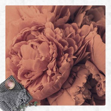 Cork mat - Purple Peony Blossoms - Square 1:1
