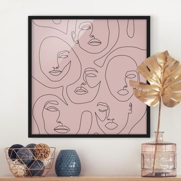 Framed poster - Line Art - Beauty Portraits In Blush Rose