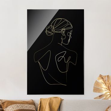 Glass print - Line Art - Woman Back Black - Portrait format