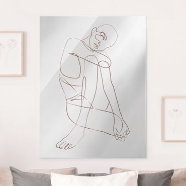 Glass print - Line Art - Woman Sitting - Portrait format