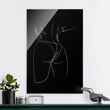 Glass print - Line Art - Woman Lower Body Black - Portrait format