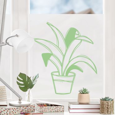 Window film - Line Art - Big Potted Plant