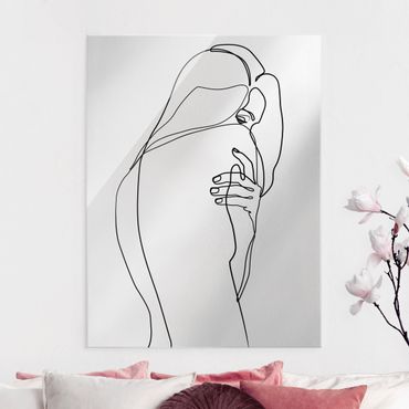 Glass print - Line Art Nude Shoulder Black And White - Portrait format