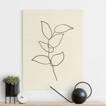 Natural canvas print - Line Art Twig Black And White - Portrait format 3:4