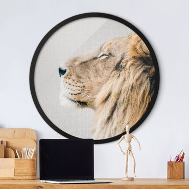 Circular framed print - Lion Leopold