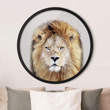 Circular framed print - Lion Linus