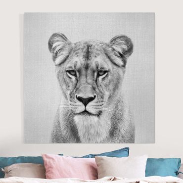Canvas print - Lioness Lisa Black And White - Square 1:1