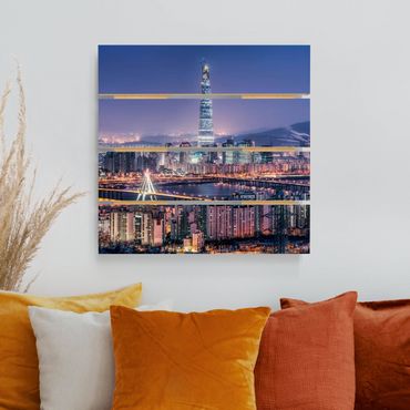 Print on wood - Lotte World Tower At Night