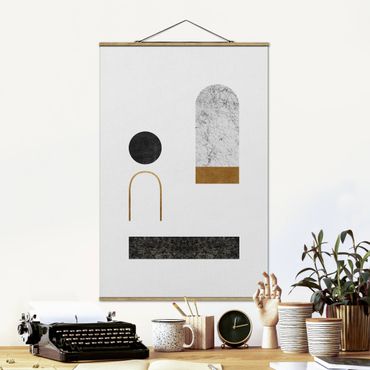 Fabric print with poster hangers - Aerial Geometry With Gold - Portrait format 2:3