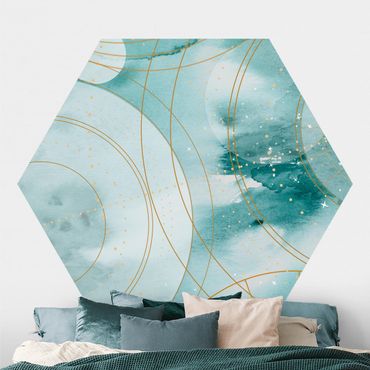 Self-adhesive hexagonal pattern wallpaper - Magic Golden Starry Sky II