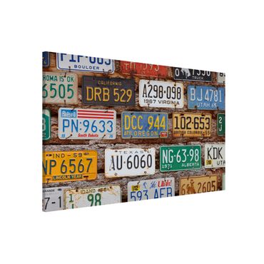 Magnetic memo board - American License Plates On Wood