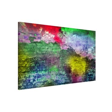 Magnetic memo board - Colourful Sprayed Old Brick Wall
