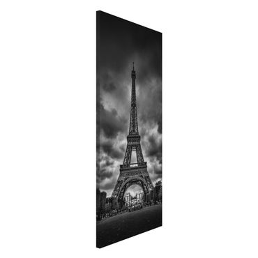 Magnetic memo board - Eiffel Tower In Front Of Clouds In Black And White