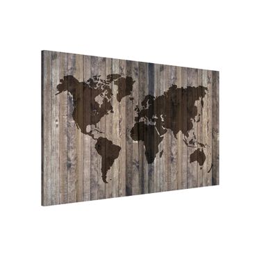 Magnetic memo board - Wood World Map
