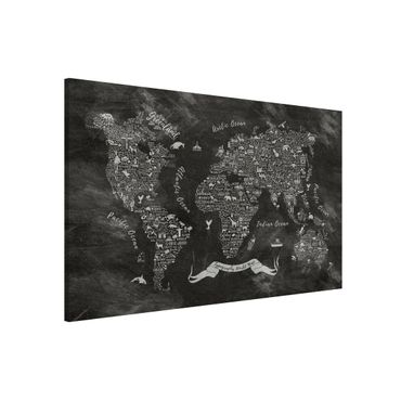 Magnetic memo board - Chalk Typography World Map