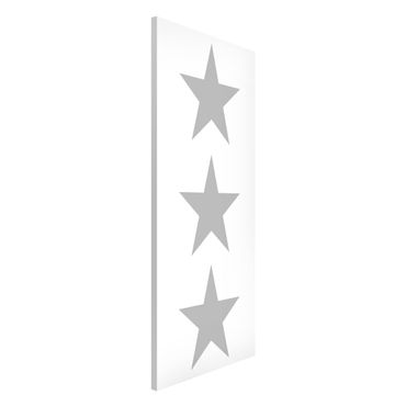 Magnetic memo board - Large Grey Stars On White