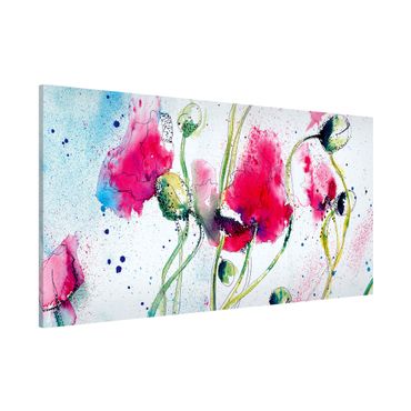 Magnetic memo board - Painted Poppies