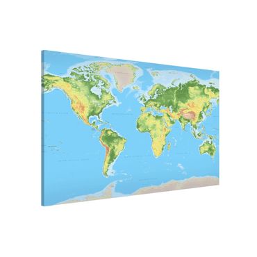 Magnetic memo board - Physical World Map